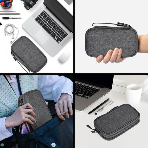 Electronic Organizer Travel Cable Accessories Bag, Waterproof Case for Power Bank, Charging Cords, USB Cable (Dark Gray)