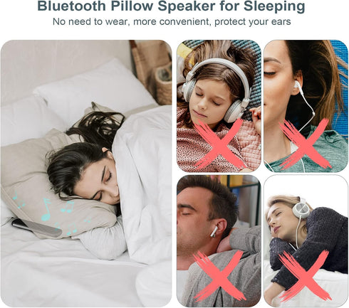 Pillow Speaker Bone Conduction Stereo, Bluetooth Sleep Headphones, Insomnia White Noise Machine, Mini Portable Pillow