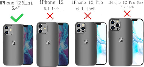 iPhone 12 Mini Case with Card Holder, Protective Wallet Case - Black, Credit Card Slot