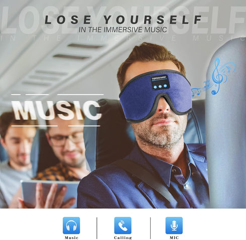 Sleep Headphones, 3D Bluetooth Sleep Mask, LIGHTIMETUNNEL Washable with Ultra Thin Stereo Speakers, Blue Color