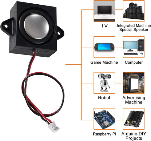 4pcs 3 Watt 8 Ohm Mini Speaker, 8ohm 3w Loudspeaker Micro Speaker for Arduino with JST-PH2.0 Interface for Small