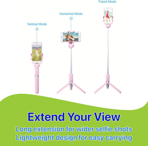 Pokanic Selfie Stick Tripod with Wireless Remote Shutter Controller, Carrying Pouch, Extendable Adjustable Stand Mount