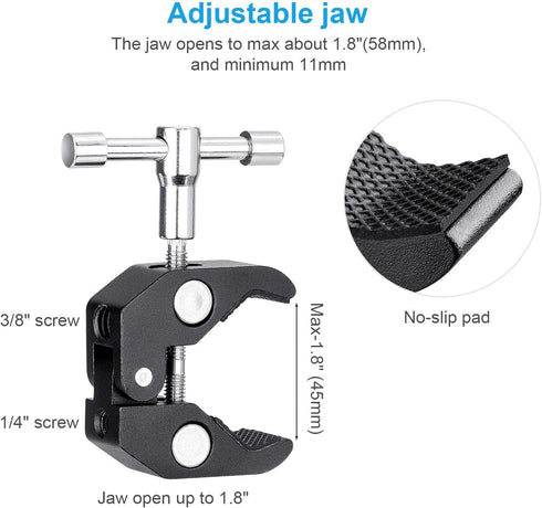 FOMITO 11 inch Articulating Magic Arm + Super Clamp for DSLR Rig Camera, LCD Monitor, LED Video Light