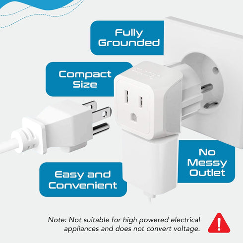 Ceptics (3 Pack) Schuko Germany, France Plug Adapter, Dual Input - Ultra Compact Light Weight - Usa to Russia, South