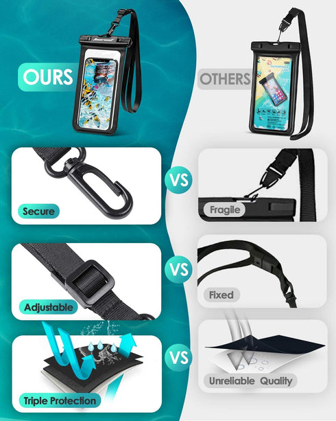 Hiearcool Universal Waterproof Case, Waterproof Phone Pouch for iPhone 16, 15, 14, 13 Pro Max, 2 Pack