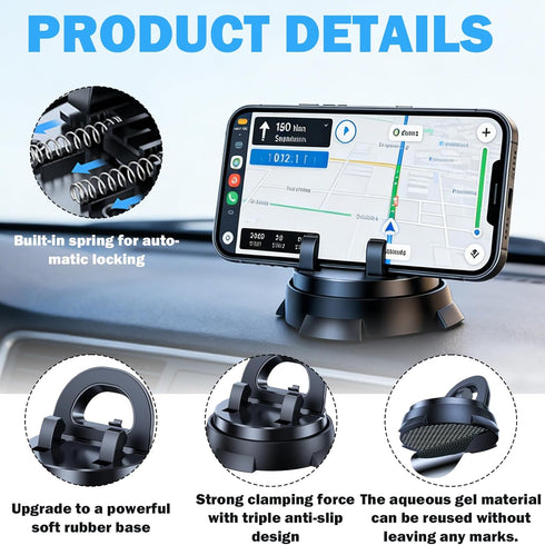 hinbkenla 360 360 Rotation,360 Car Phone Holder Degree Rotation,Car Phone Holder Rotation Phone Holder Car Slip Free