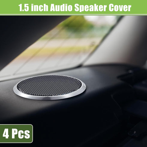 ACROPIX Universal 1.5" Car Speaker Grills Cover Mesh Round 1.5 Inch Audio Speaker Subwoofer Guard Protector Case Iron Silver Tone - Pack of 4 by ACROPIX