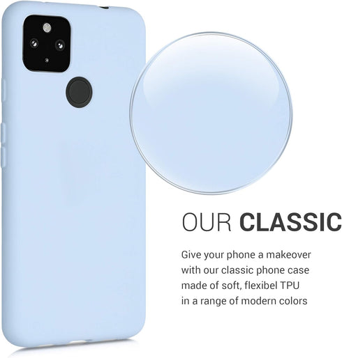 kwmobile Case Compatible with Google Pixel 4a 5G, Soft Slim Protective TPU Silicone Cover - Light Blue Matte