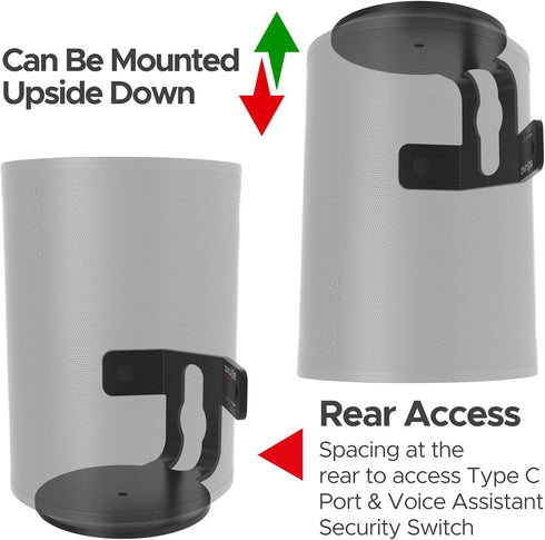 ERA100 Corner Wall Mount Bracket, Low Profile, Black, Single (1pc) with Mounting Hardware for Sonos ERA 100
