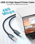 BLITEZZ 16ft, USB Printer Cable High Speed HP Printer Cable USB A to USB B Printer Cord, Universal Nylon Long printer