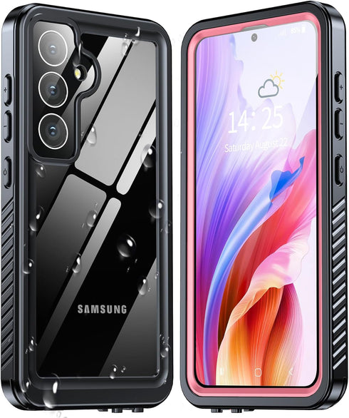 ANTSHARE Waterproof Case for Samsung Galaxy S24, Pink Built-in Lens & Screen Protector, Heavy Duty Shockproof