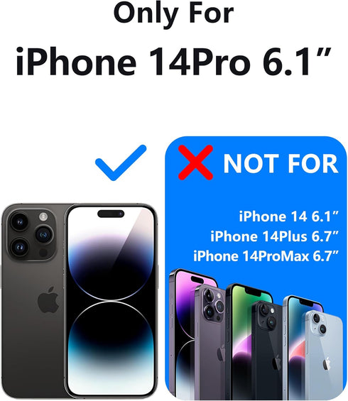 iPhone 14 Pro Case, Black Full-Body Matte Protective Case with Screen Protector and Camera Protection