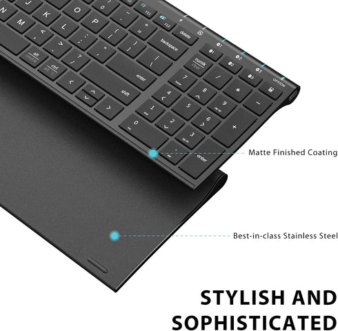 iClever BK10 Bluetooth Keyboard, Wireless Rechargeable Bluetooth 5.1 Multi Device Keyboard with Number Pad