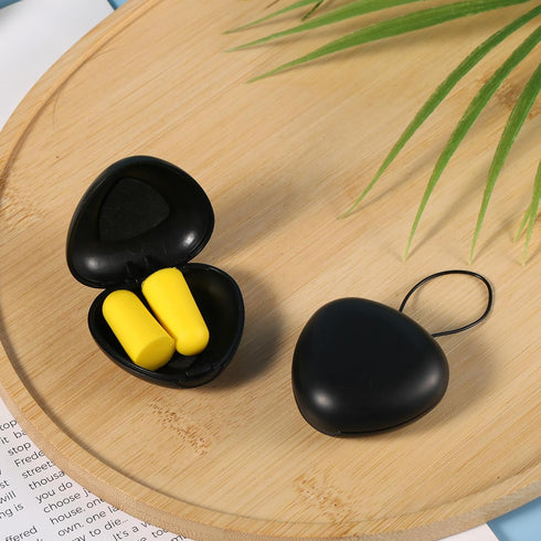 2pcs Ear Plug Carrying Cases, Black Triangular Earbud Holder with Lanyard for Travel and Outdoor Activities