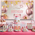 Large Rose Gold Balloons Birthday Decorations Banner Backdrop Theme Poster for Women Girls Party Supplies Decor