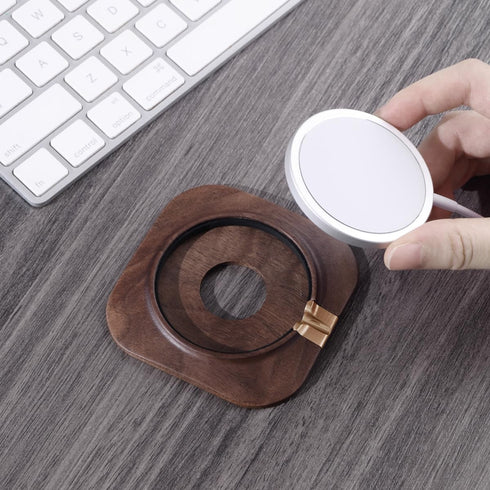 Mobile Phone Holder for MagSafe Charger, Upgraded Walnut Wood Charging Stand for iPhone 15 14 13 12 Mini Plus
