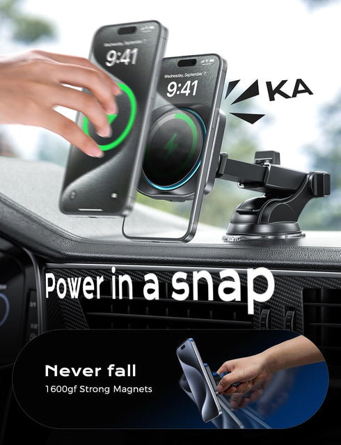 CHGeek 15W Magsafe Car Mount Charger, Wireless Magnetic Phone Holder for iPhone 15 14 13 12