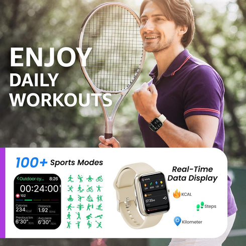 TOZO 2024 New Upgraded Smart Watch for iPhone & Android, 1.83" Fitness Tracker, IP68 Waterproof, 100+ Sport Modes