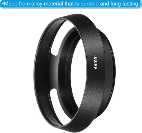 PATIKIL 49mm Lens Hood, 2Pcs Standard Vented Matte Surface Anti-reflective Lens Hood for Universal Cameras, Black