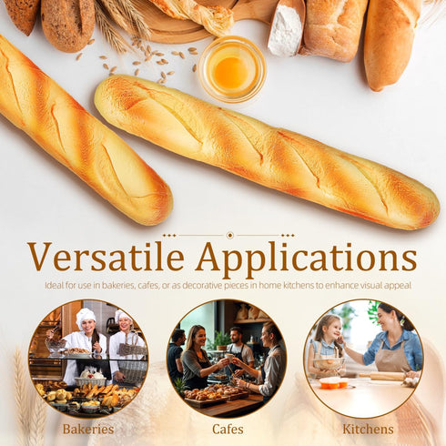 2 13.58 Inch balacoo Pcs Artificial French Long Bread Pu Faux Bread Loaf Realistic Food Props for Photography Kitchen