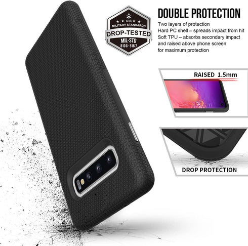KIOMY Case for Samsung Galaxy S10+ / S10 Plus, Shockproof Bumper Protective Cover, Hybrid Design Hard PC Back with TPU