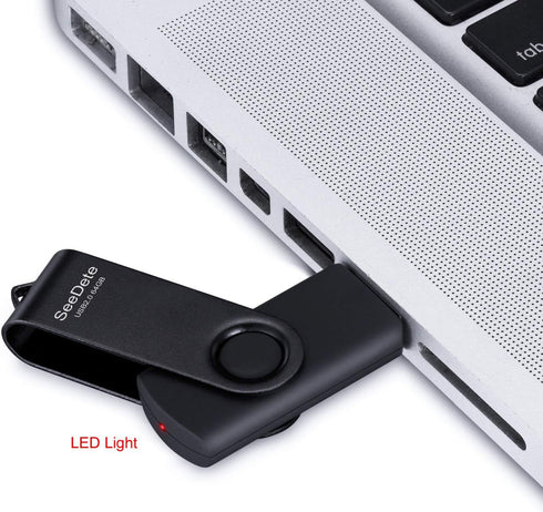 SeeDete 64GB 3 Pack 64GB (3 USB Flash Drives, USB Stick, Thumb Drive Rotated Design, Memory Stick with LED Light