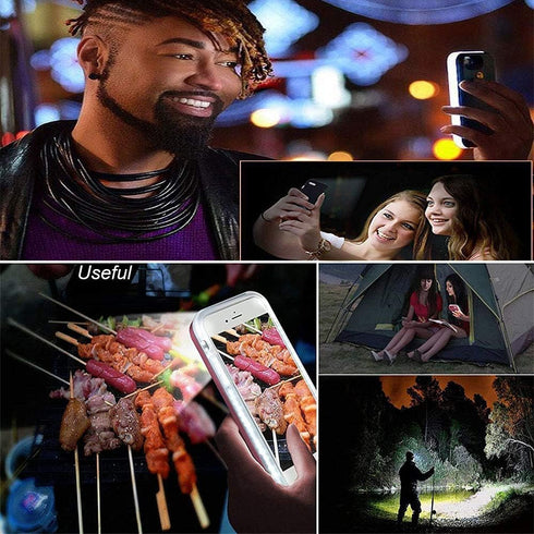Front and Back Selfie Light Up Case for iPhone 12 Pro Max, Rechargeable LED Flash Lighting for Live Stream/Makeup/TikTok