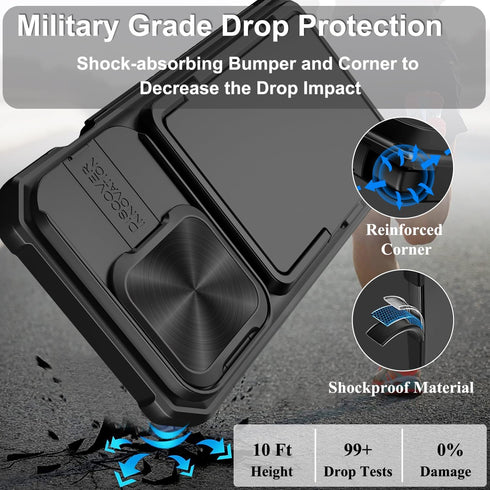 iPhone 15 Pro Case Wallet, Black - Rugged Shockproof, Military Grade Drop Protection, Card Holder (4-5 Cards),