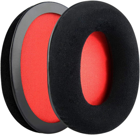 Geekria Comfort Velour Replacement Ear Pads for HyperX Cloud III Cloud 3 Cloud II Gaming Cloud Flight Cloud Flight S Cloud Stinger Cloud Alpha Alpha S Headphones Ear Cushions (Black Red)