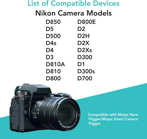 Foto&Tech 2.5mm-N1 10-PIN Remote Control Shutter Release Cable Cord Compatible with Miops Trigger & Nikon Cameras