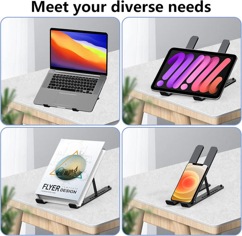 Laptop Stand for Desk, Adjustable Riser ABS+Silicone Foldable Portable Holder, Ventilated Cooling for 10-15.6” Laptops,