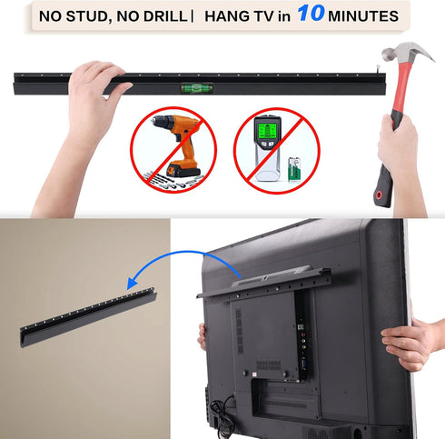 KAMIWI 22-55 Inch 100 lbs, No Drill Drywall TV Mount, No Stud TV Wall Mount for Most Brand TVs up to Easy Install No