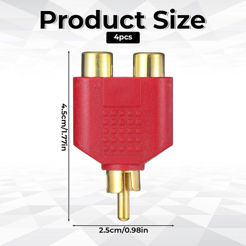Eldraqth 2 1 4 RCA Splitter, RCA Y Splitter Adapter Female to Male AV Adapter for Audio Video AV TV Cable Convert, Plug