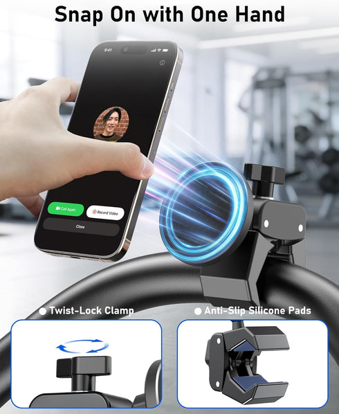 NINEFATICS 20X N52 360 45 1217 Phone Holder for Peloton Bike, Magnetic Phone Mount Clamp, Magnets, Rotate & Tilt