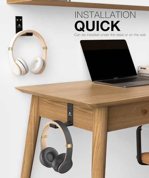 Foldable Wall Hooks Headphone Stand Hanger, Durable Aluminum for Universal Gaming Headsets