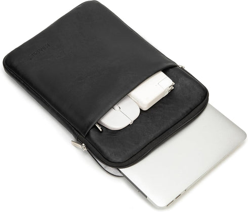 Kinmac 360° Protective Vertical Style Waterproof Laptop Sleeve Case Cover (Black PU, 15.6 inch-16 inch) by Kinmac