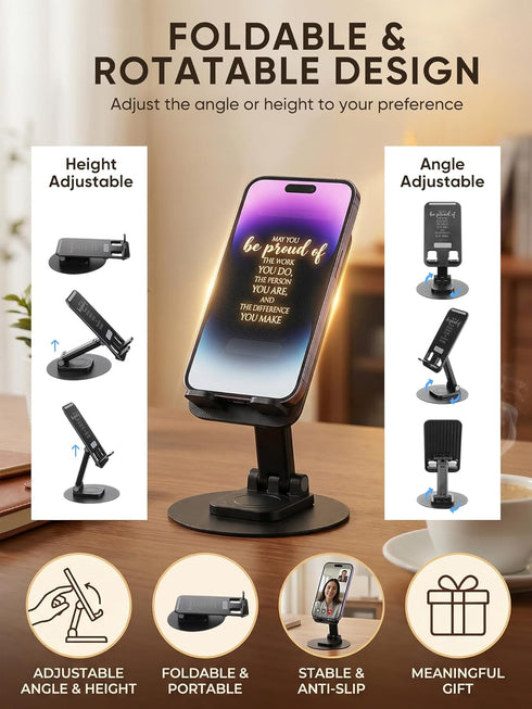 Saysurey 10 360 Pcs Employee Appreciation Gifts Bulk Rotating Phone Stand for Desk, Cell Phone Holder with Inspiring