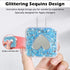 Bling DIY Cable Protector for iPhone Power Adapter, Cute Sparkle Love Heart Design, USB Case Wire Cable Saver (Blue)