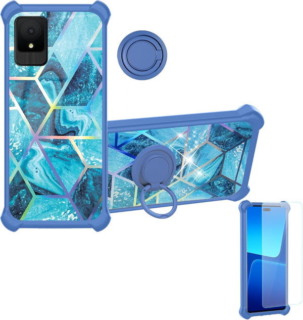 TCL K11 Case for T432W, Colorful Reflect Light, Hard PC + Soft Silicone, Ring Support Cover
