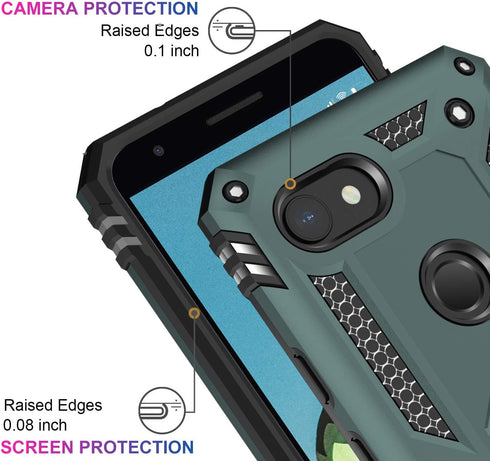 LUMARKE Google Pixel 3A Case with Screen Protector, Military Grade, 16ft Drop Tested, Magnetic Ring Kickstand, Pine