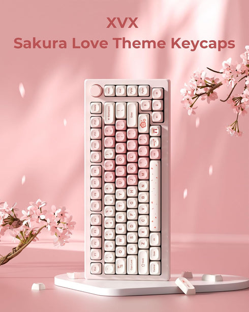 HITIME 60 65 75 100 5 143 Set XVX Pink Cute PBT Keycaps-MOA Keycap, Sakura Love keycap Custom Keyboard Keycaps Percent