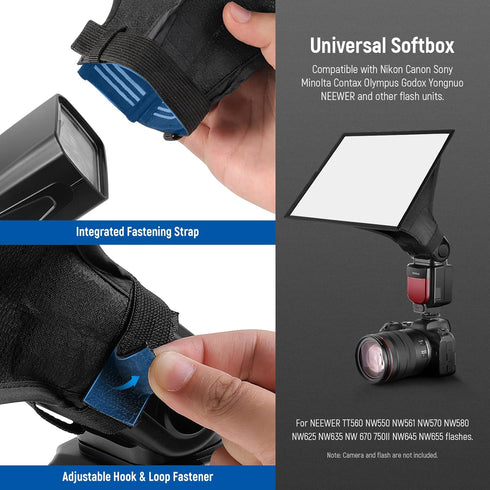 NEEWER 11" x 8" Flash Diffuser Light Softbox, Universal and Collapsible with Storage Pouch