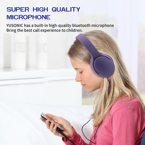 Kids Wireless Headphones, Bluetooth V5.0, 15 Hours Play, 93dB Volume Limited, Foldable with Built-in Mic for Cell