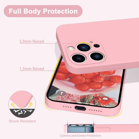 Case for iPhone 15 Pro Max - Soft Liquid Silicone, Gel Rubber Full-Body Protective Phone Case, Crystal Pink