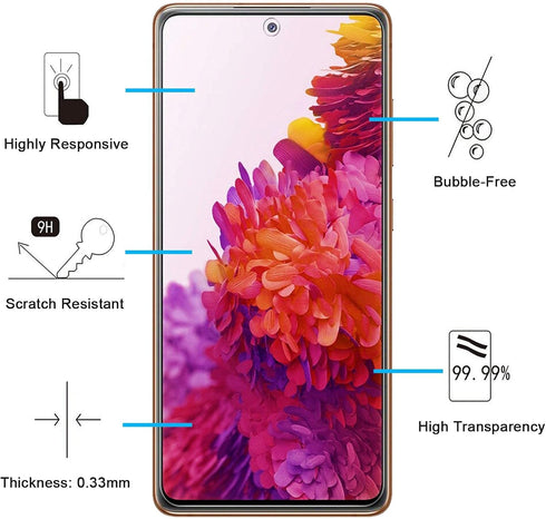 NEW'C 3 Pack Tempered Glass Screen Protector for Samsung Galaxy S20 FE / S20 FE 5G, Case Friendly Anti Scratch