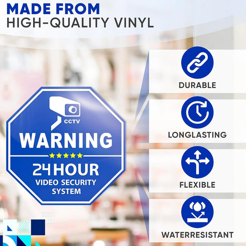 6 3.3 3.3 Security Camera Stickers Pcs for Doors and Windows - x in Warning Surveillance Decals, Self-Adhesive Hexagon