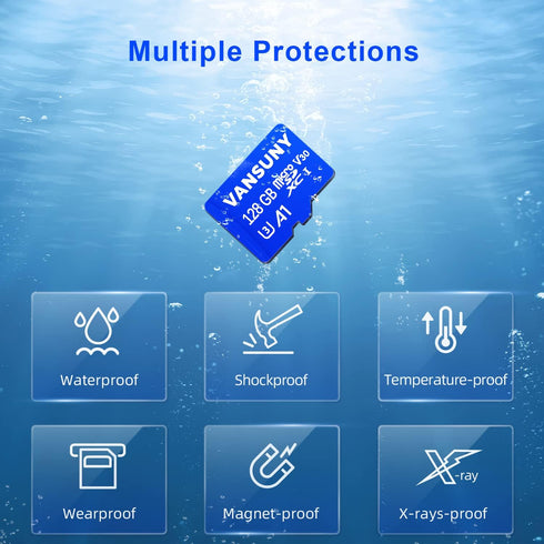 Vansuny Micro SD Card 128GB microSDXC Memory Card with SD Adapter, A1 App Performance, V30 4K Video Recording, C10 U3