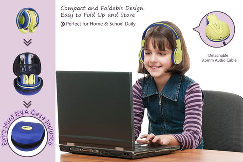 SIMOLIO Kids Headphones Wireless Bluetooth, Headphones with Microphone and Volume Limited, Foldable Over-Ear Headset