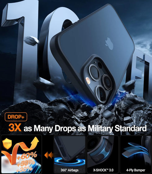 TORRAS Tough Shockproof Case for iPhone 13 Pro - Military-Grade Drop Tested Ultra-Durable Matte Hard PC Back