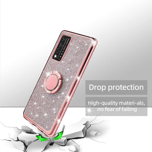 KuDiNi for Revvl v+ 5g Phone Case, Glitter Crystal Soft Clear TPU Luxury Bling Protective Cover with Kickstand Strap